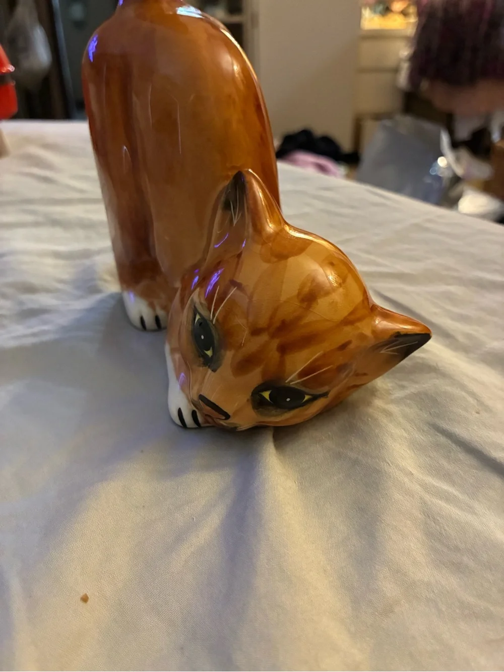 Vintage Mann Orange Ceramic Cat